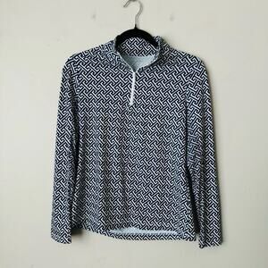X By Gottex Black And White Geometric Patterned Pullover Golf Jacket Women’s S